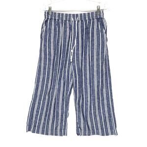 Beach Lunch Lounge Margot Cropped Drawstring Pants S Linen Striped Beach Summer